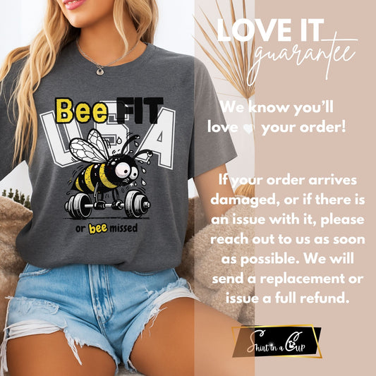 Funny Bee FIT Gym Shirt – Bella+Canvas – Hand-Drawn