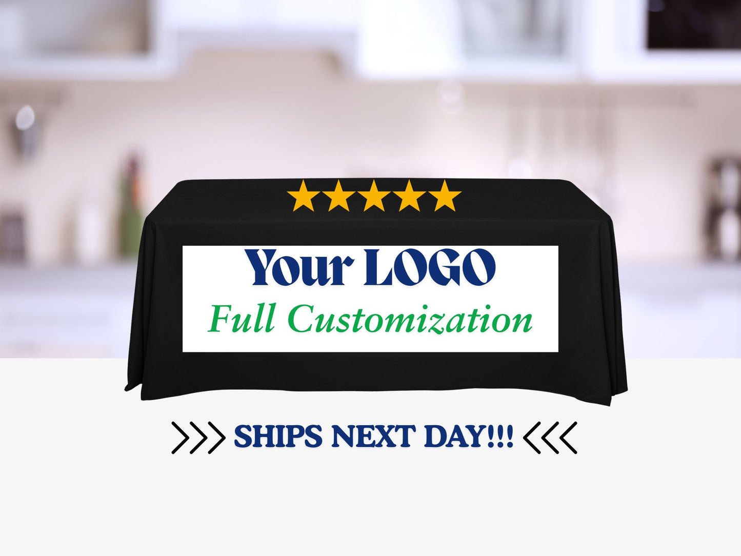 Custom 6ft Tablecloth with Logo: Waterproof Polyester Event Table Cover
