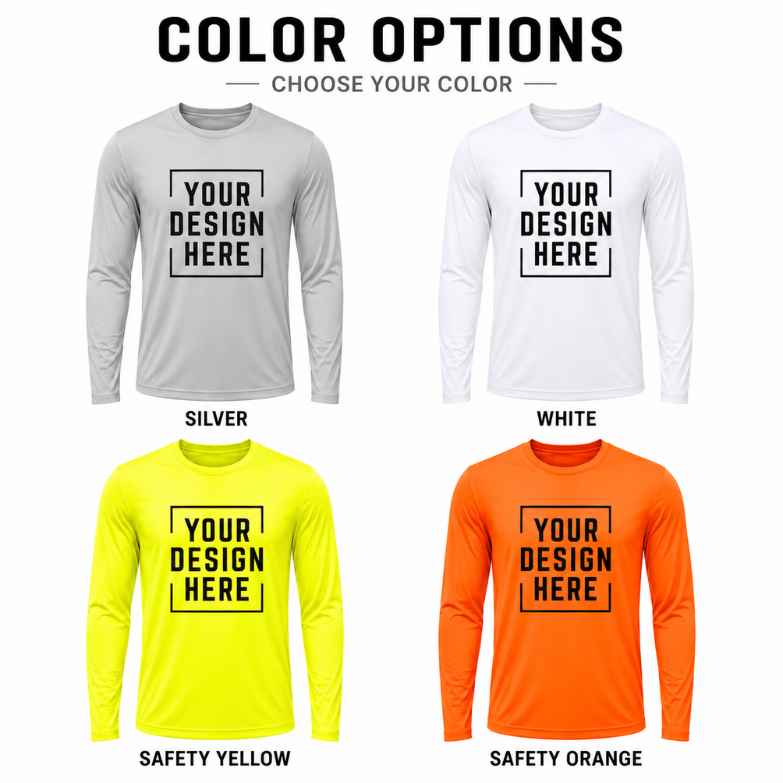 Custom High Visibility Long Sleeve Performance Shirt | Moisture-Wicking Safety Tee
