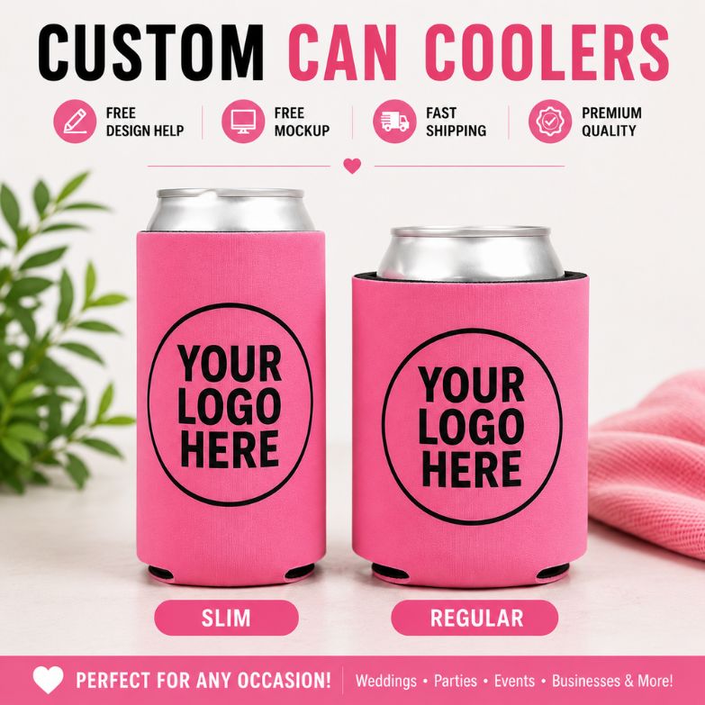 Custom Can Coolers Personalized | Bulk Koozies w/ Logo Fast Shipping