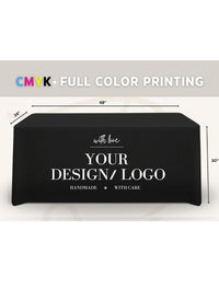 Custom 4ft Fitted Tablecloth with Logo: Waterproof Polyester Event Table Cover