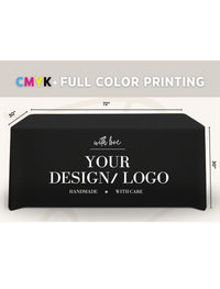 Custom 6ft Fitted Tablecloth with Logo: Waterproof Polyester Event Table Cover