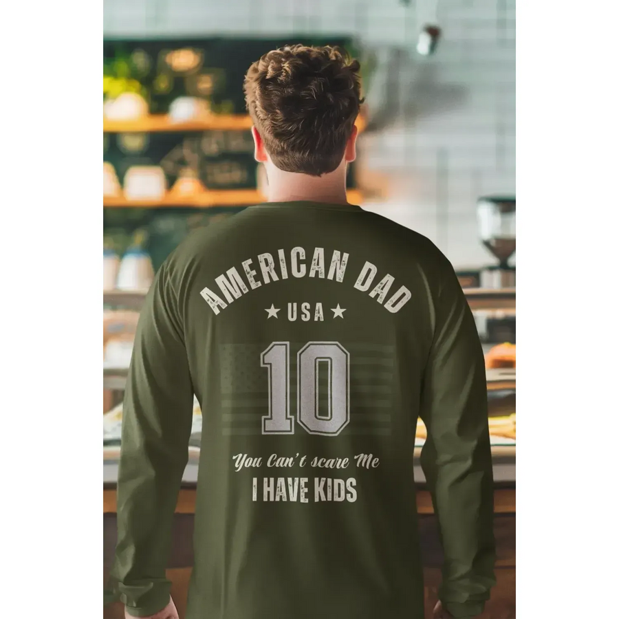 American Dad Shirt – “You Can’t Scare Me, I Have Kids” – Funny Father’s Day Tee-Shirt in a Cup