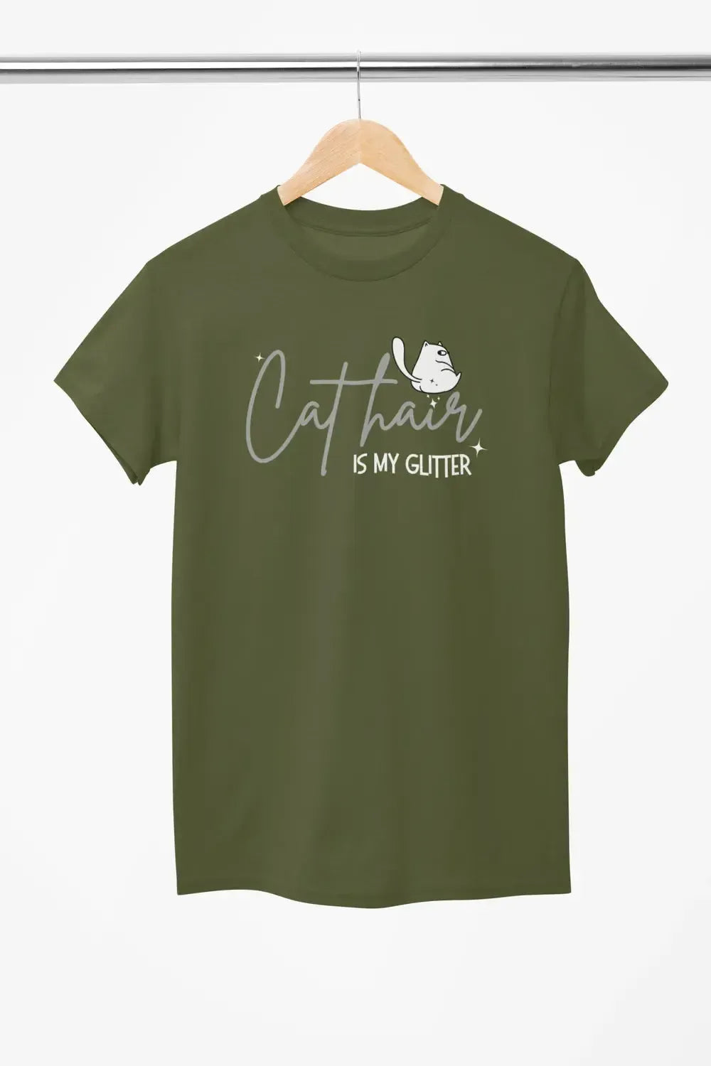 CAT HAIR Is My GLITTER Shirt – Funny Cat Mom Tee – Unisex T-Shirt for Cat Lovers-Shirt in a Cup