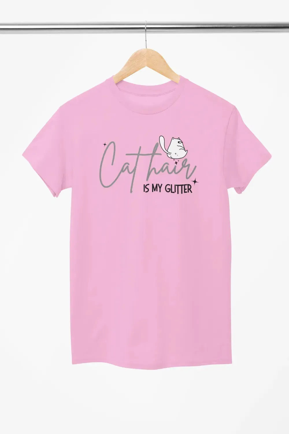 CAT HAIR Is My GLITTER Shirt – Funny Cat Mom Tee – Unisex T-Shirt for Cat Lovers-Shirt in a Cup