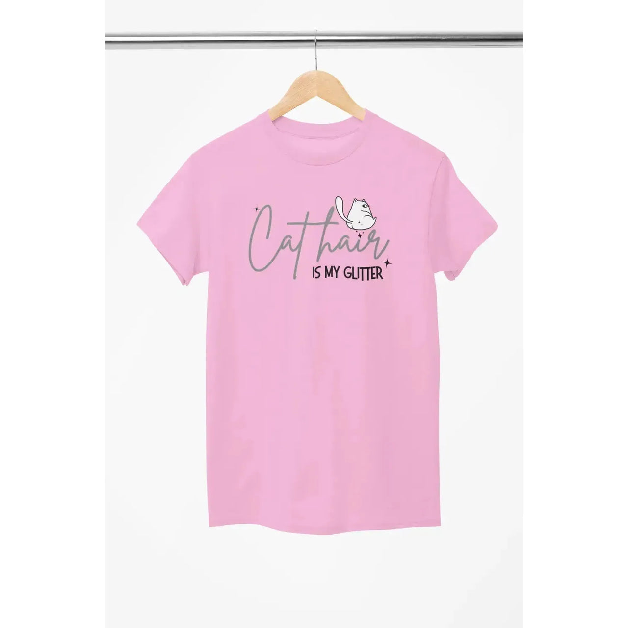 CAT HAIR Is My GLITTER Shirt – Funny Cat Mom Tee – Unisex T-Shirt for Cat Lovers-Shirt in a Cup
