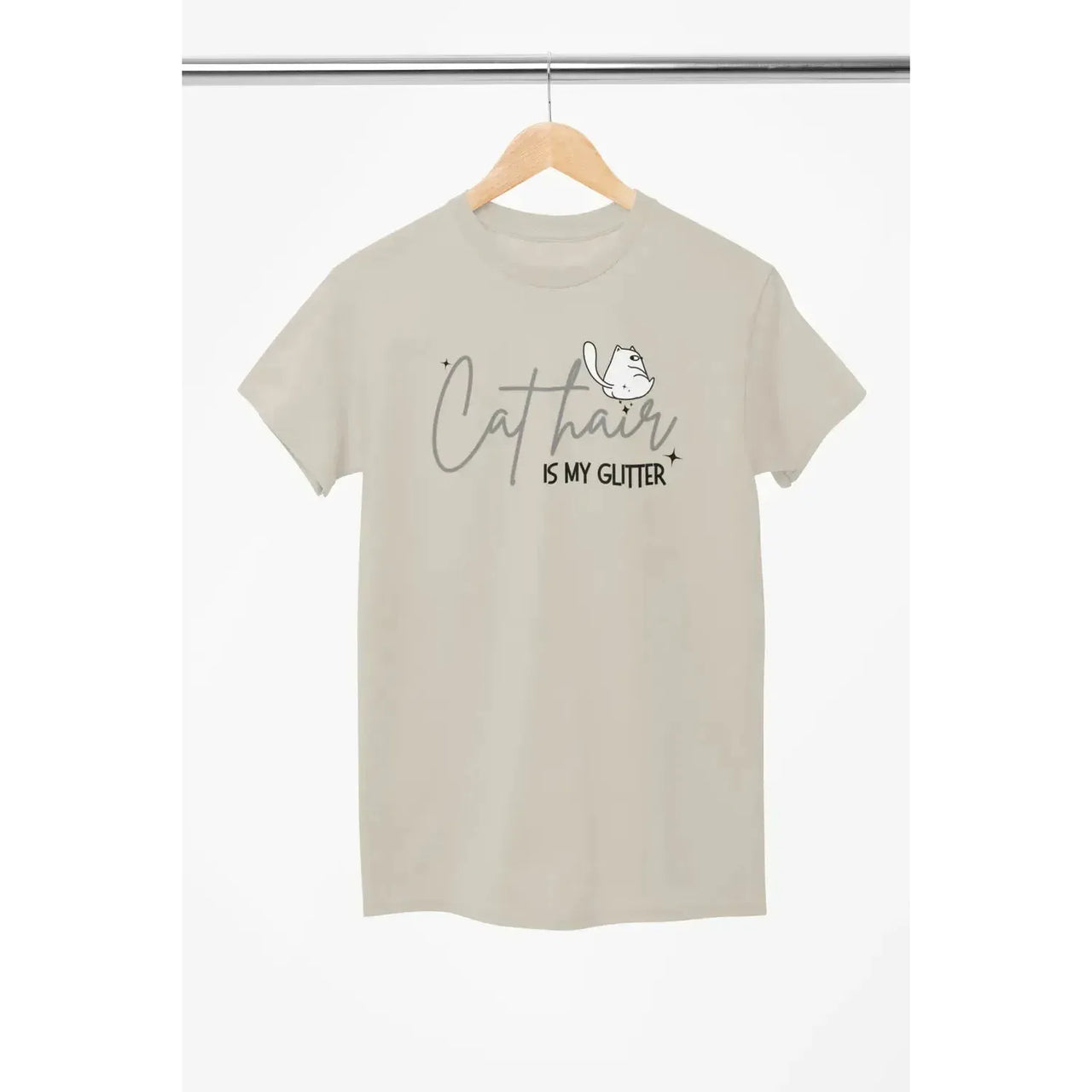 CAT HAIR Is My GLITTER Shirt – Funny Cat Mom Tee – Unisex T-Shirt for Cat Lovers-Shirt in a Cup