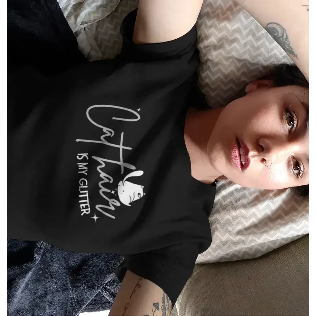 CAT HAIR Is My GLITTER Shirt – Funny Cat Mom Tee – Unisex T-Shirt for Cat Lovers-Shirt in a Cup
