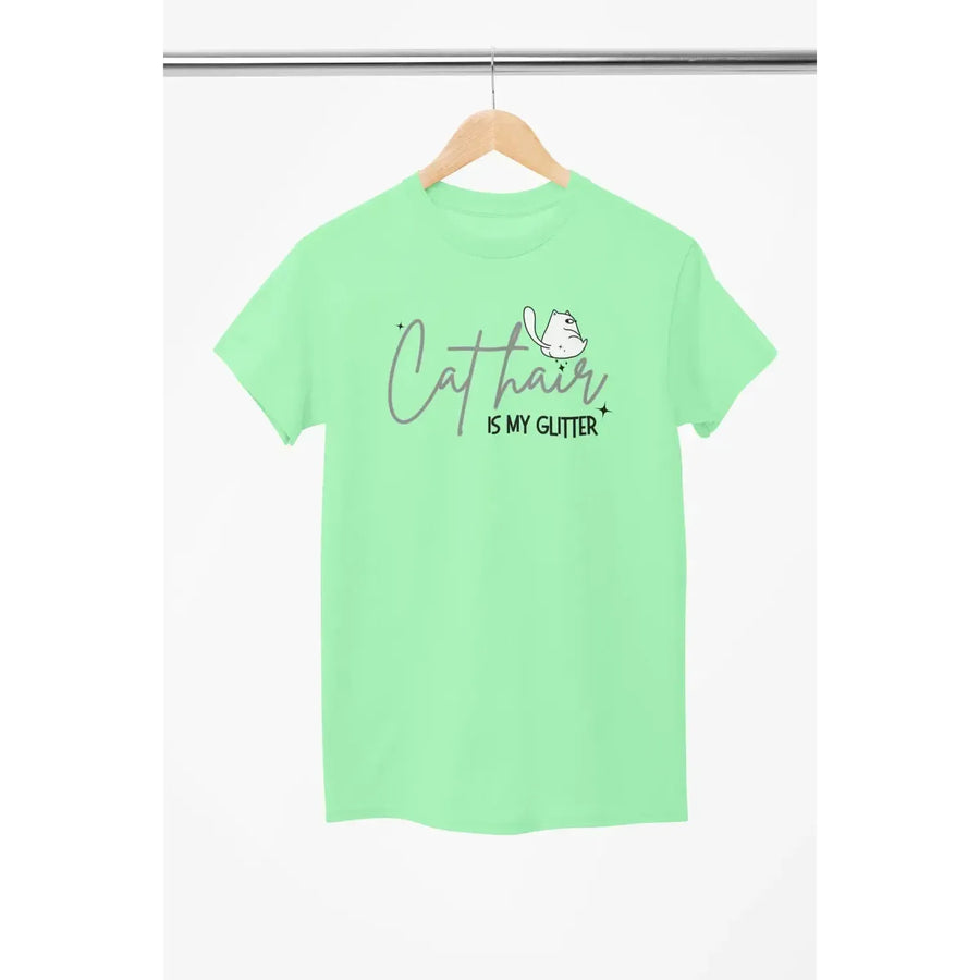 CAT HAIR Is My GLITTER Shirt – Funny Cat Mom Tee – Unisex T-Shirt for Cat Lovers-Shirt in a Cup