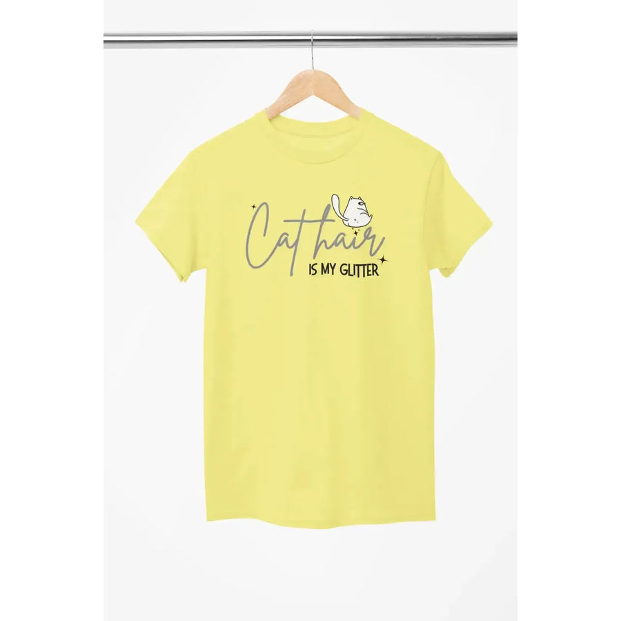 CAT HAIR Is My GLITTER Shirt – Funny Cat Mom Tee – Unisex T-Shirt for Cat Lovers-Shirt in a Cup