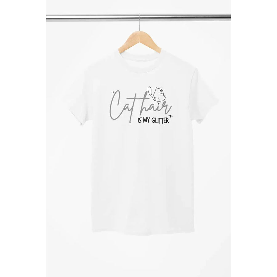 CAT HAIR Is My GLITTER Shirt – Funny Cat Mom Tee – Unisex T-Shirt for Cat Lovers-Shirt in a Cup