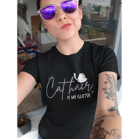 CAT HAIR Is My GLITTER Shirt – Funny Cat Mom Tee – Unisex T-Shirt for Cat Lovers-Shirt in a Cup
