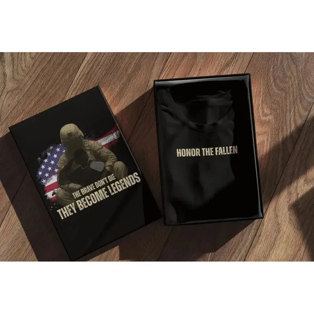 Memorial Day Shirt – Honor the Fallen | They Become Legends | Patriotic Military Tribute Tee-Shirt in a Cup