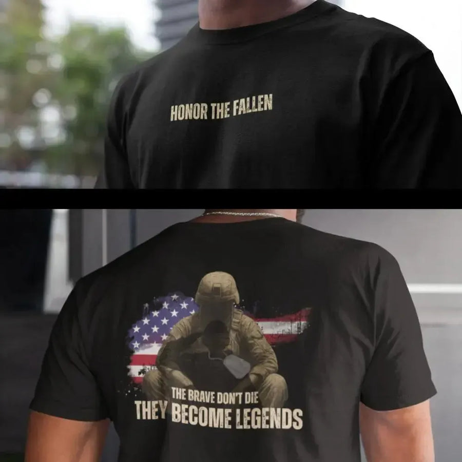 Memorial Day Shirt – Honor the Fallen | They Become Legends | Patriotic Military Tribute Tee-Shirt in a Cup