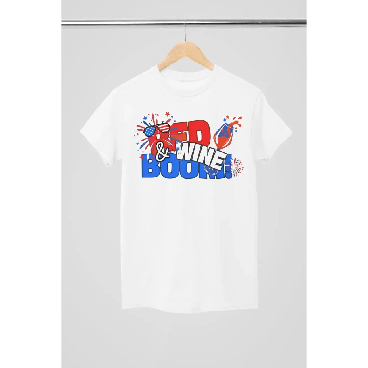 Red, Wine & Boom! – Funny 4th of July Wine Shirt for Women & Wine Lovers-Shirt in a Cup