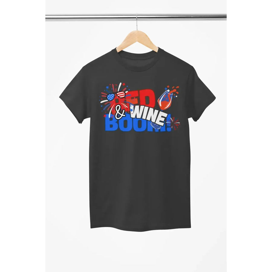 Red, Wine & Boom! – Funny 4th of July Wine Shirt for Women & Wine Lovers-Shirt in a Cup