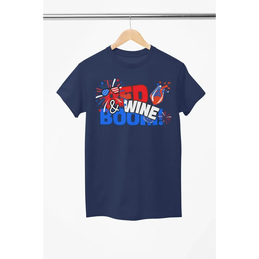 Red, Wine & Boom! – Funny 4th of July Wine Shirt for Women & Wine Lovers-Shirt in a Cup