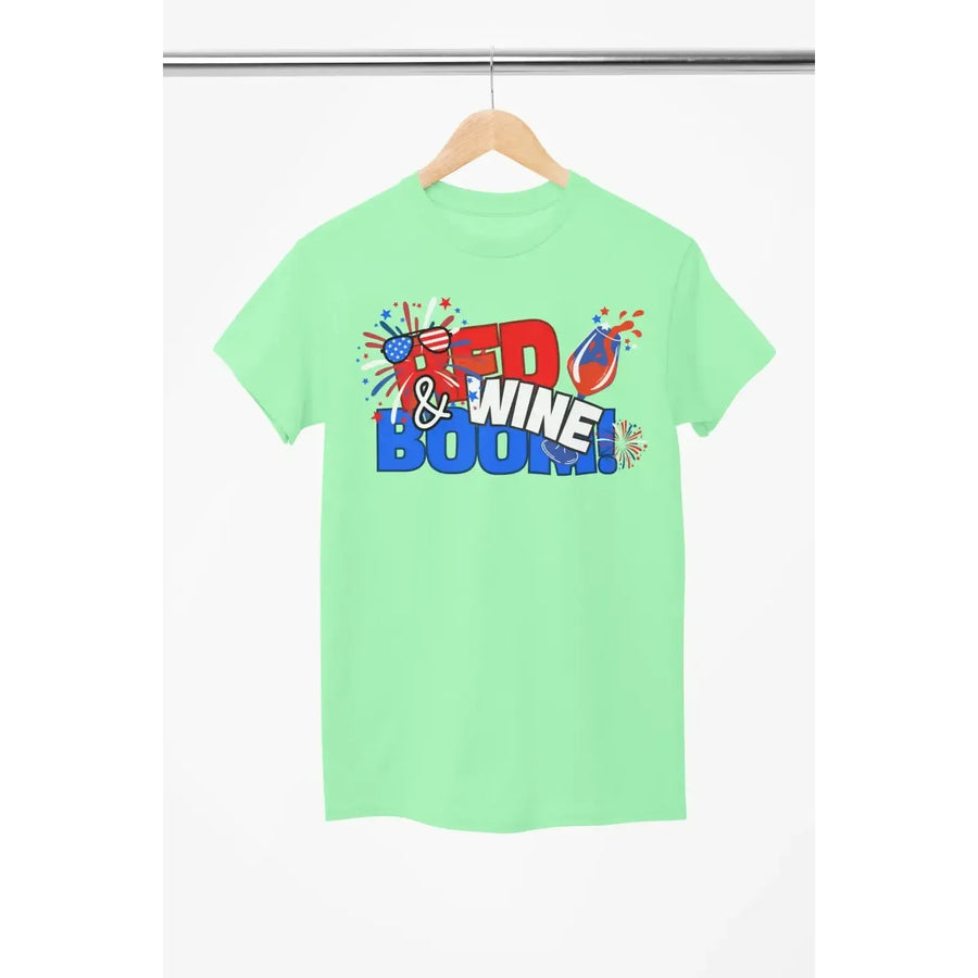 Red, Wine & Boom! – Funny 4th of July Wine Shirt for Women & Wine Lovers-Shirt in a Cup